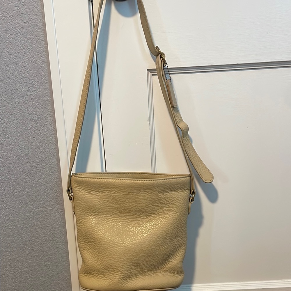 Coach Cream and Tan Crossbody Bag with Adjustable Strap